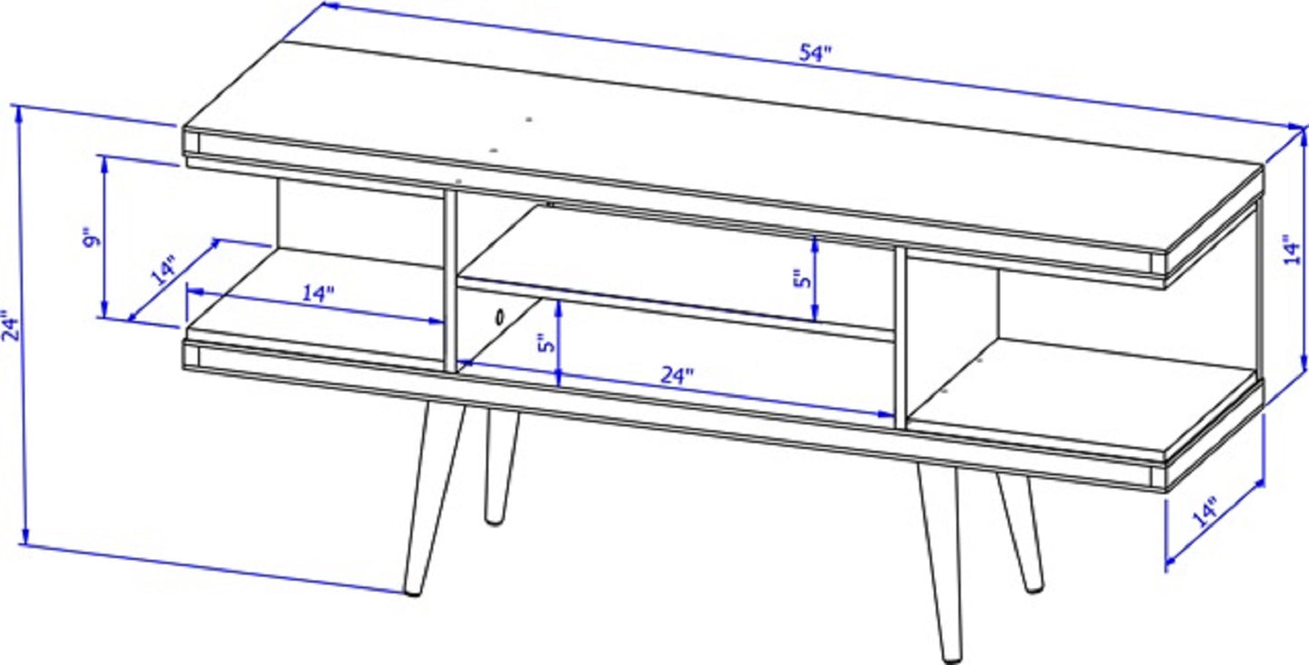 Eureka Modern 53.14" TV Stand with 4 Shelves - Off White Gloss/Maple Cream