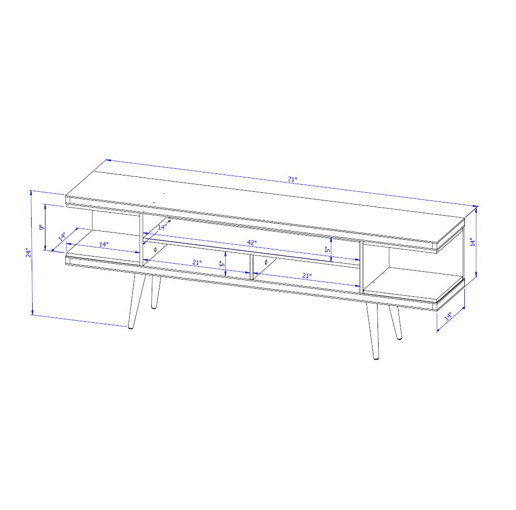 Eureka Modern 70.47" TV Stand with 4 Shelves - Off White Gloss/Maple Cream
