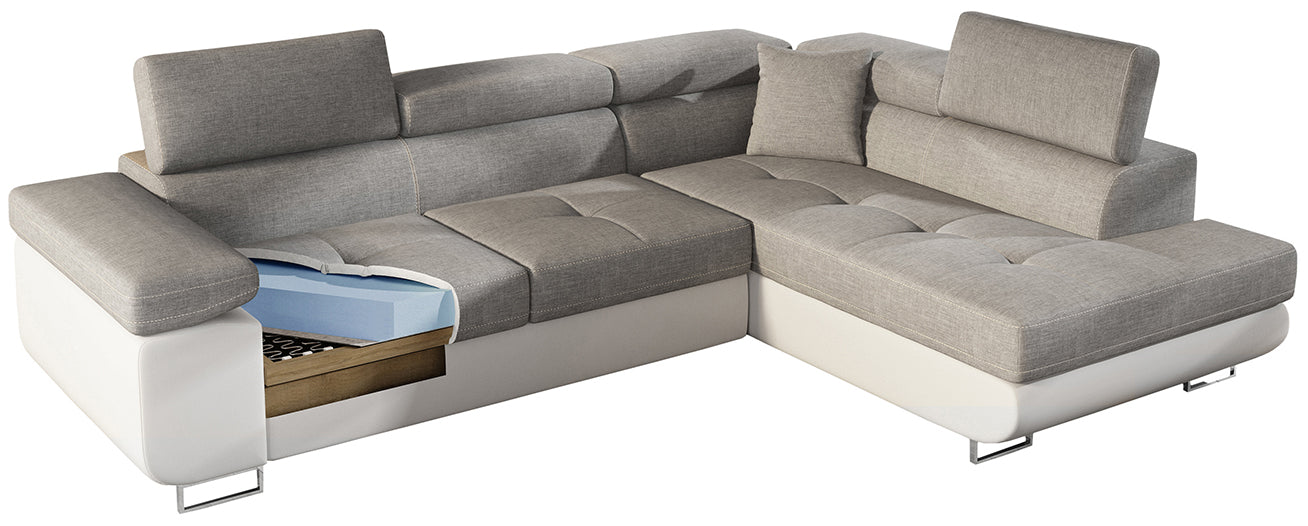 Anton Two-Tone Storage Sleeper Sectional Sofa - Navy/Grey