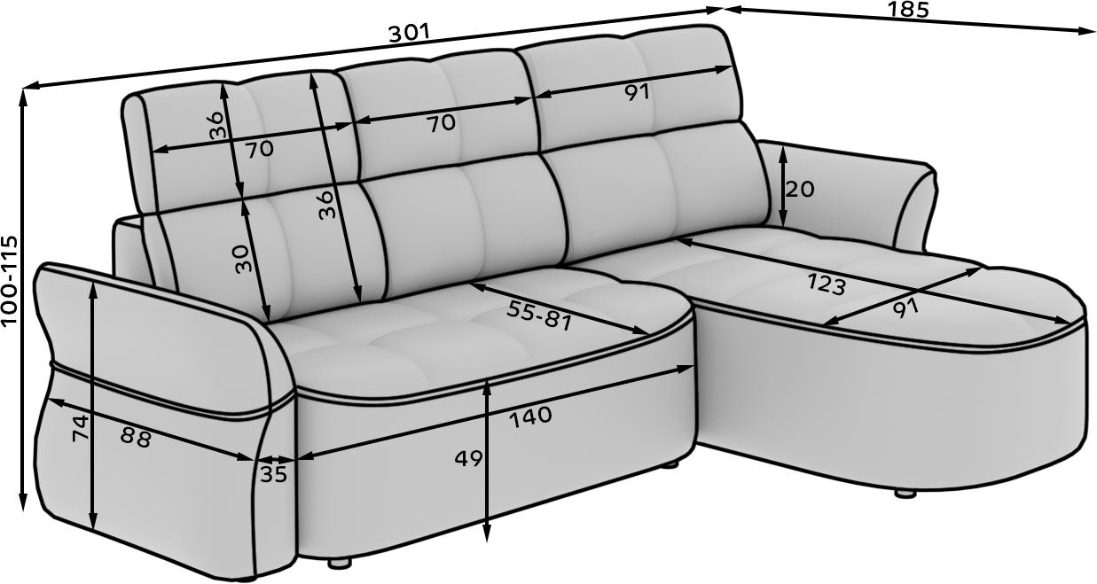 Beneth Storage Sleeper Chaise Sofa - Beige/Taupe