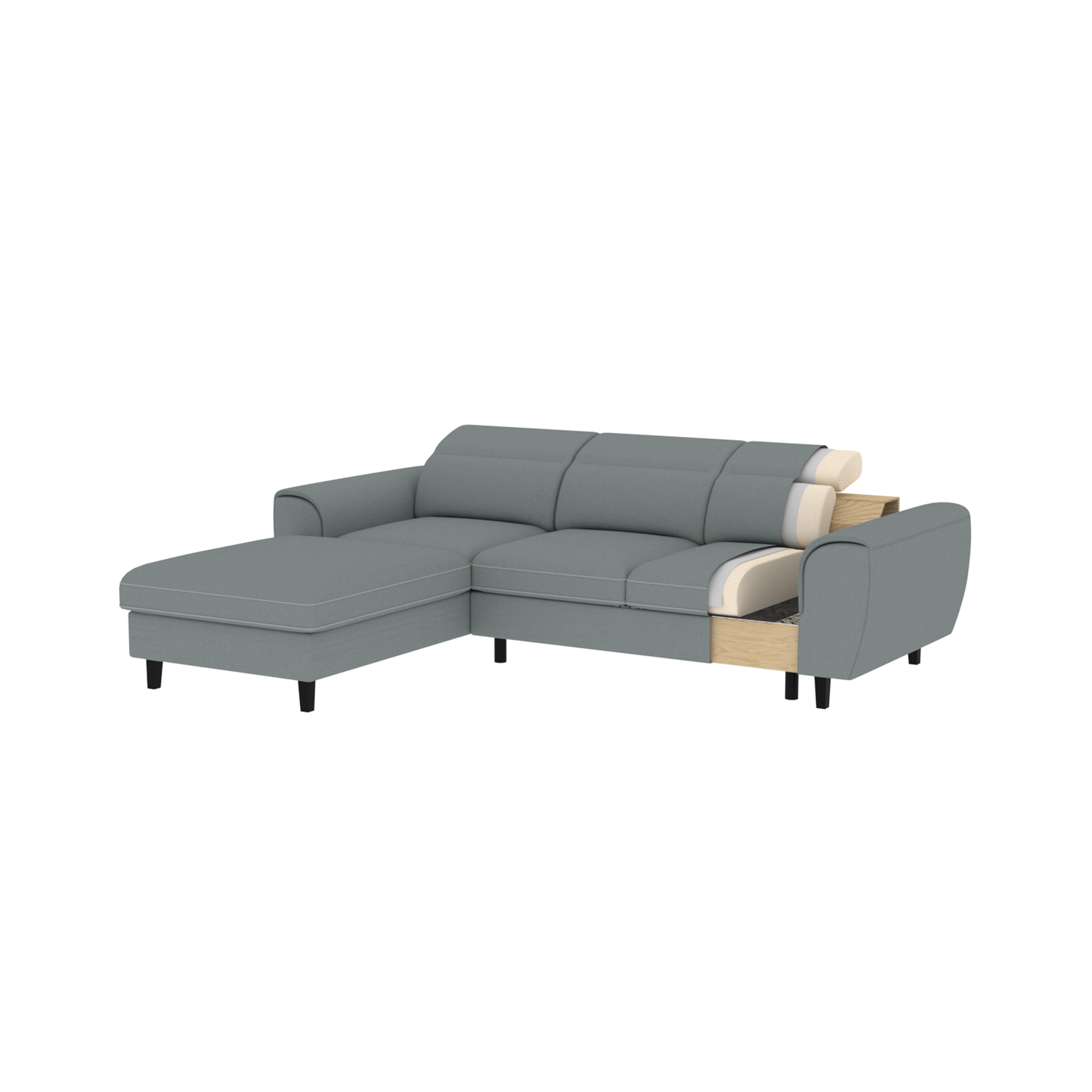 Foble Sectional Storage Sleeper Chaise Sofa - Burgundy