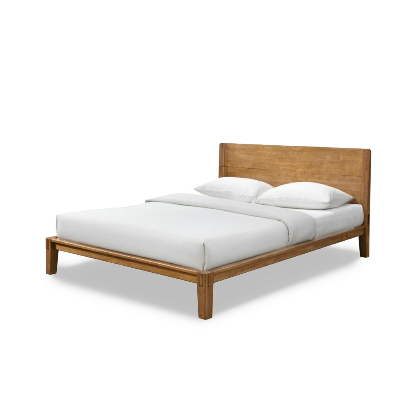 ReForm Creative Home Luna Solid Oak Wood Tool Free Double Bed - Walnut Free Delivery USA & Canada