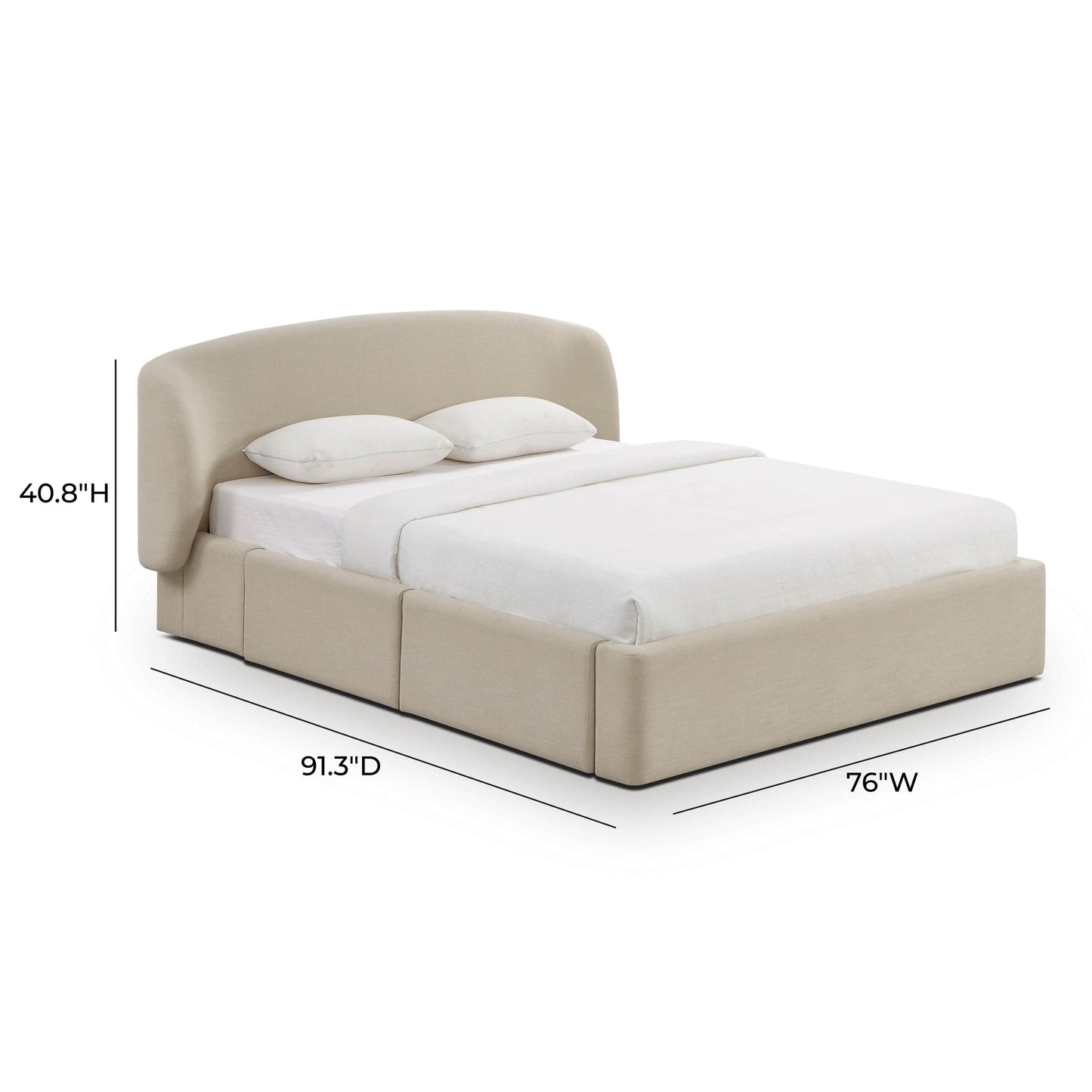 ReForm Creative Home Savanna Upcycled Linen Platform Storage Bed - Taupe Free Delivery USA & Canada