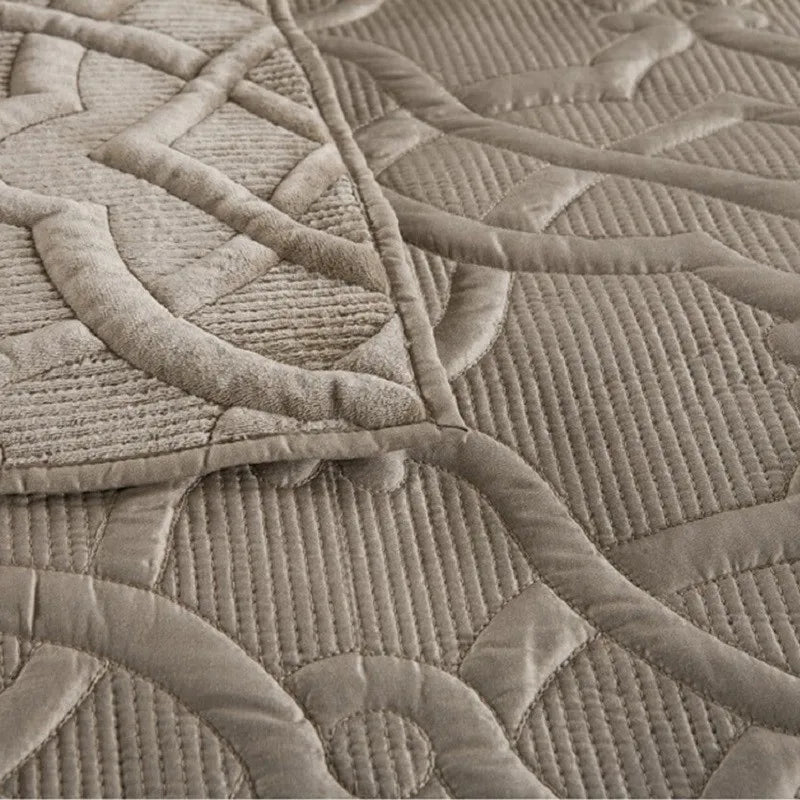 Plume 3 Pc Velvet Light Weight Quilted Comforter Set - Multiple Options