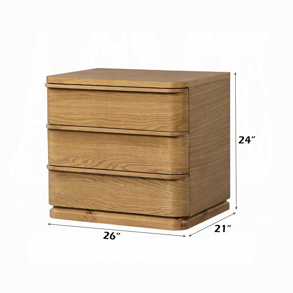 Table de chevet Yami à 3 tiroirs en bois - Chêne beige