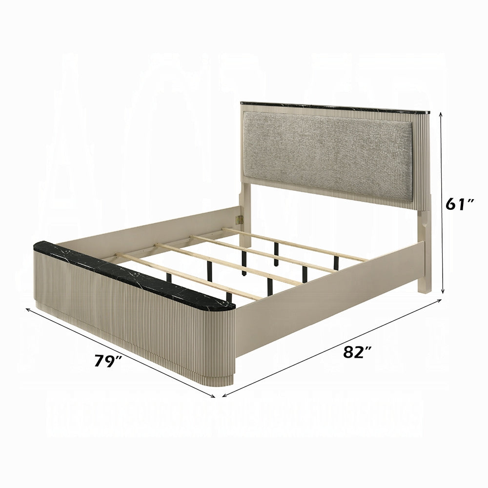 ReForm Creative Home Rhone Luxury Chanel Detail Bed - Greyish Beige Free Delivery USA & Canada