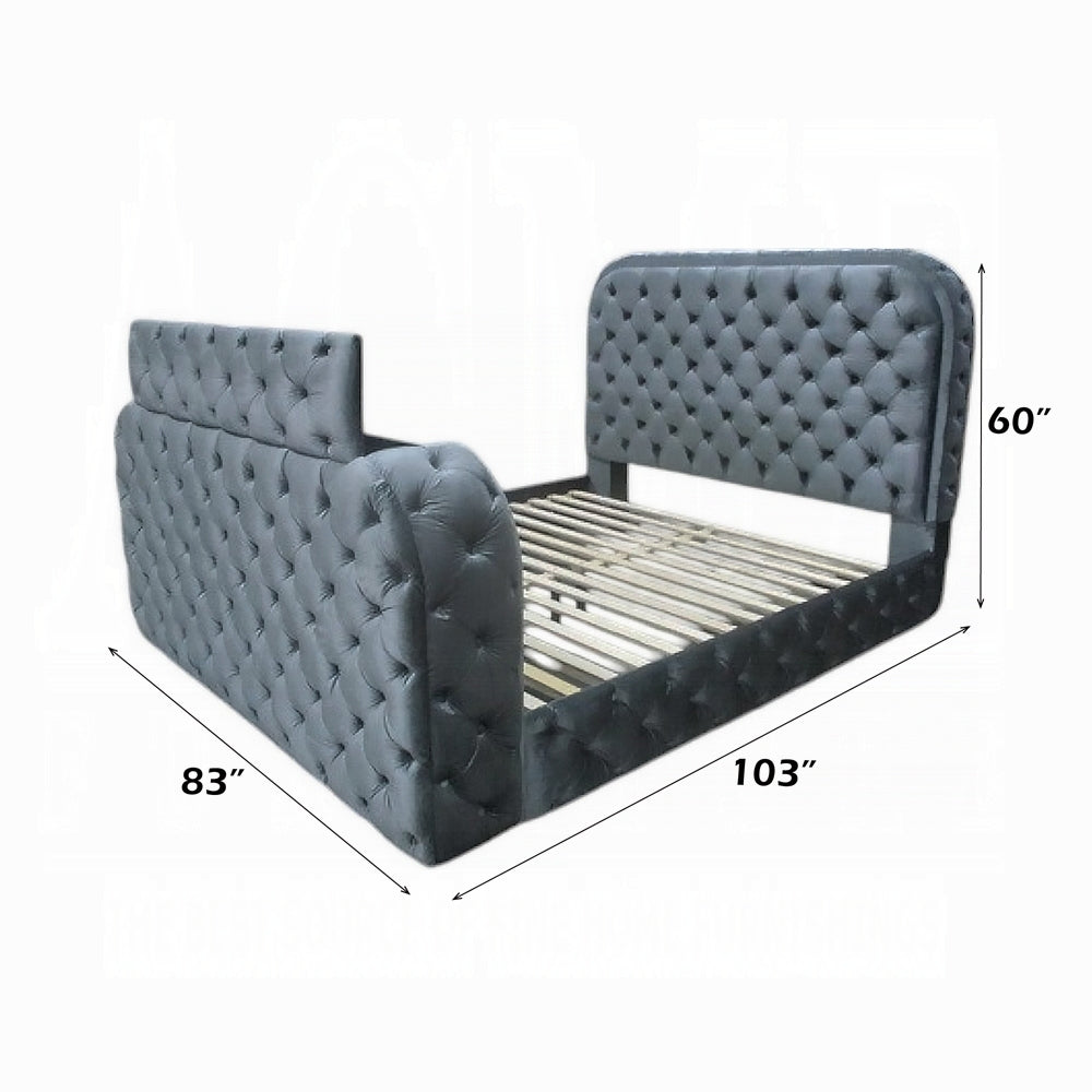 ReForm Creative Home Tagus Smart Platform Bed with LED/ Fireplace/ TV Stand - Grey Free Delivery USA & Canada