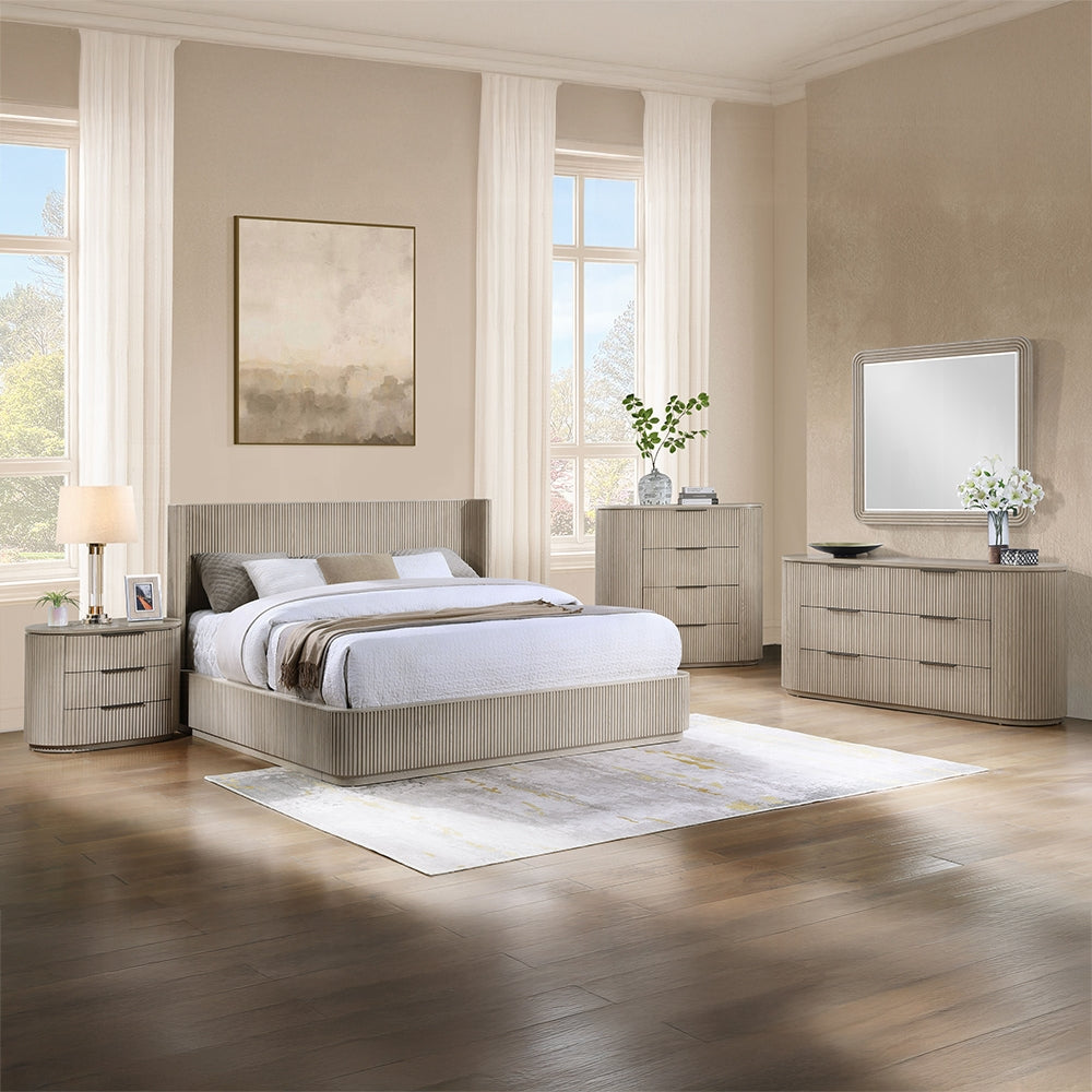 ReForm Creative Home Chianti Luxury Chanel Detail Bed - Light Oak Free Delivery USA & Canada