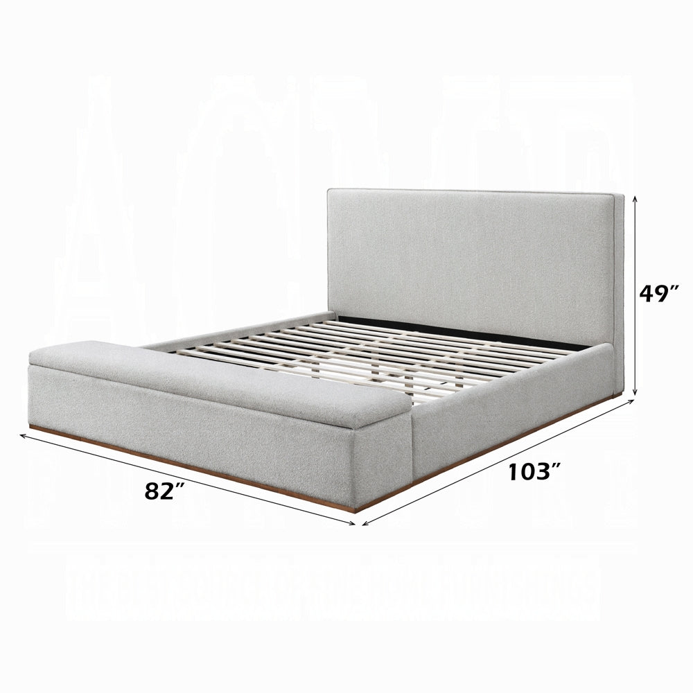 ReForm Creative Home Daisy Storage Upholstered Platform Bed - Grey Free Delivery USA & Canada