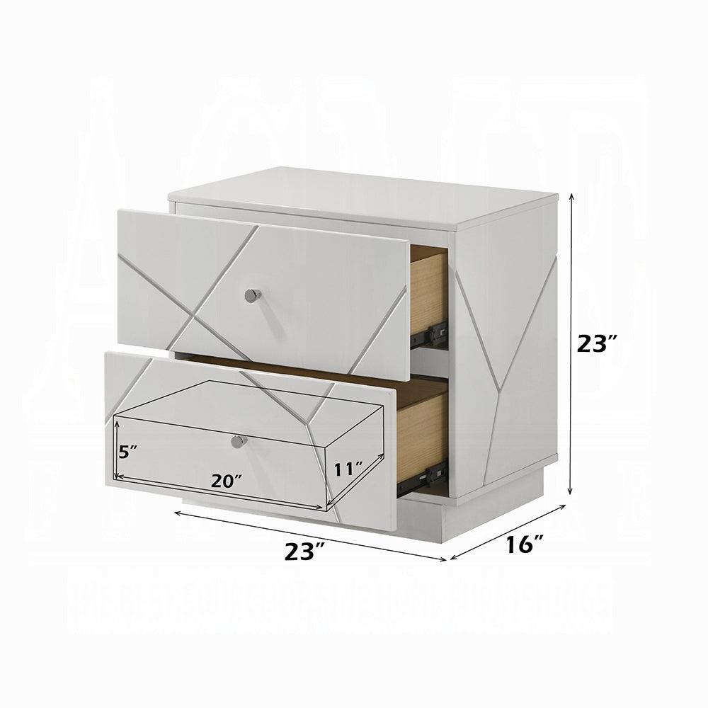Table de chevet de rangement Pearl ultra-brillante - Blanc