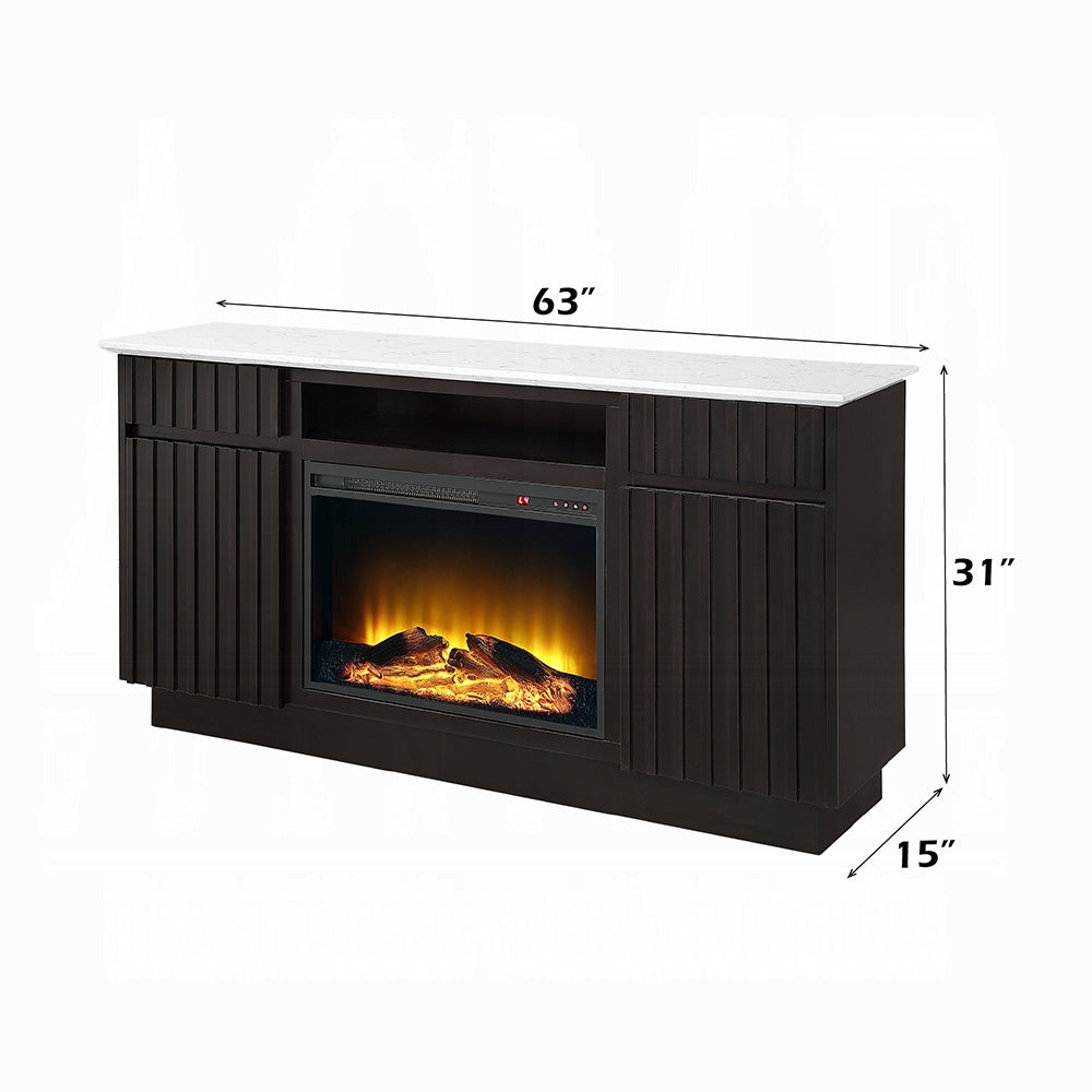 Nocturne Faux Marble Server/Fireplace - Espresso