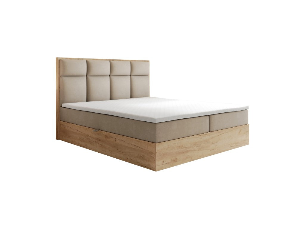 ReForm Creative Home Selva Upholstered Lift Storage Platform Bed - Beige Free Delivery USA & Canada