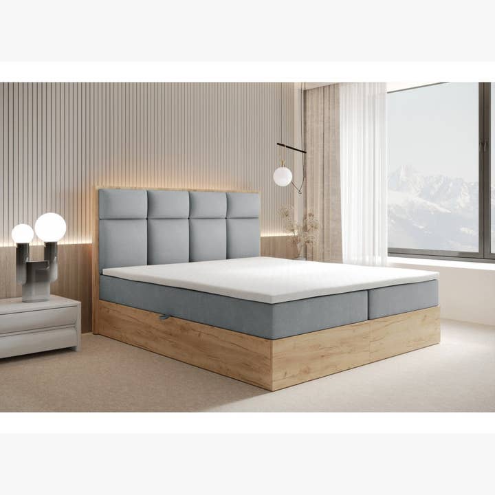ReForm Creative Home Selva Upholstered Lift Storage Platform Bed - Grey Free Delivery USA & Canada