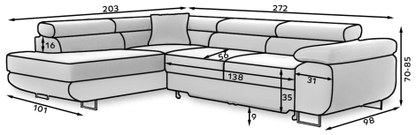 Anton Two-Tone Storage Sleeper Sectional Sofa - Navy/Grey