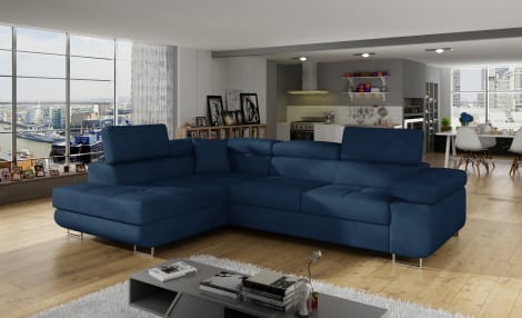 ReForm Creative Home Anton Storage Sleeper Sectional Sofa - Navy Blue-Free Delivery-USA & CANADA