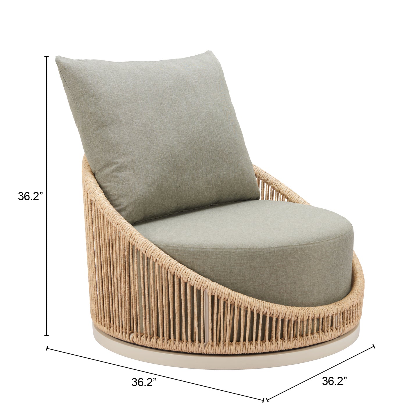 ReForm Creative Home Prairie Outdoor Swivel Chair - Natural. Free Delivery-USA & CANADA