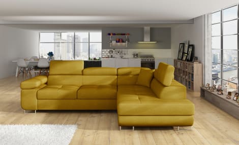 Anton Storage Sleeper Sectional Sofa - Mustard