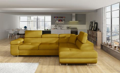 Anton Storage Sleeper Sectional Sofa - Mustard