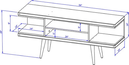 Eureka Modern 53.14" TV Stand with 4 Shelves - White Gloss/Maple Cream