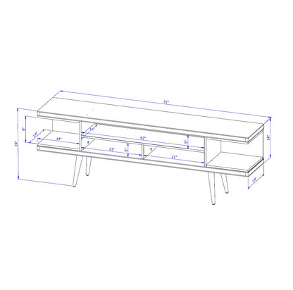 Eureka Modern 70.47" TV Stand with 4 Shelves - Off White Gloss/Maple Cream