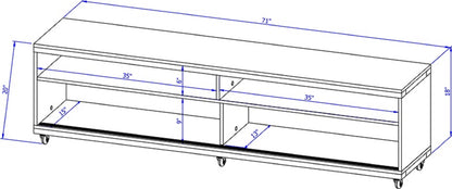 Eureka Modern 70.47" TV Stand with 4 Shelves - Black/Maple Cream
