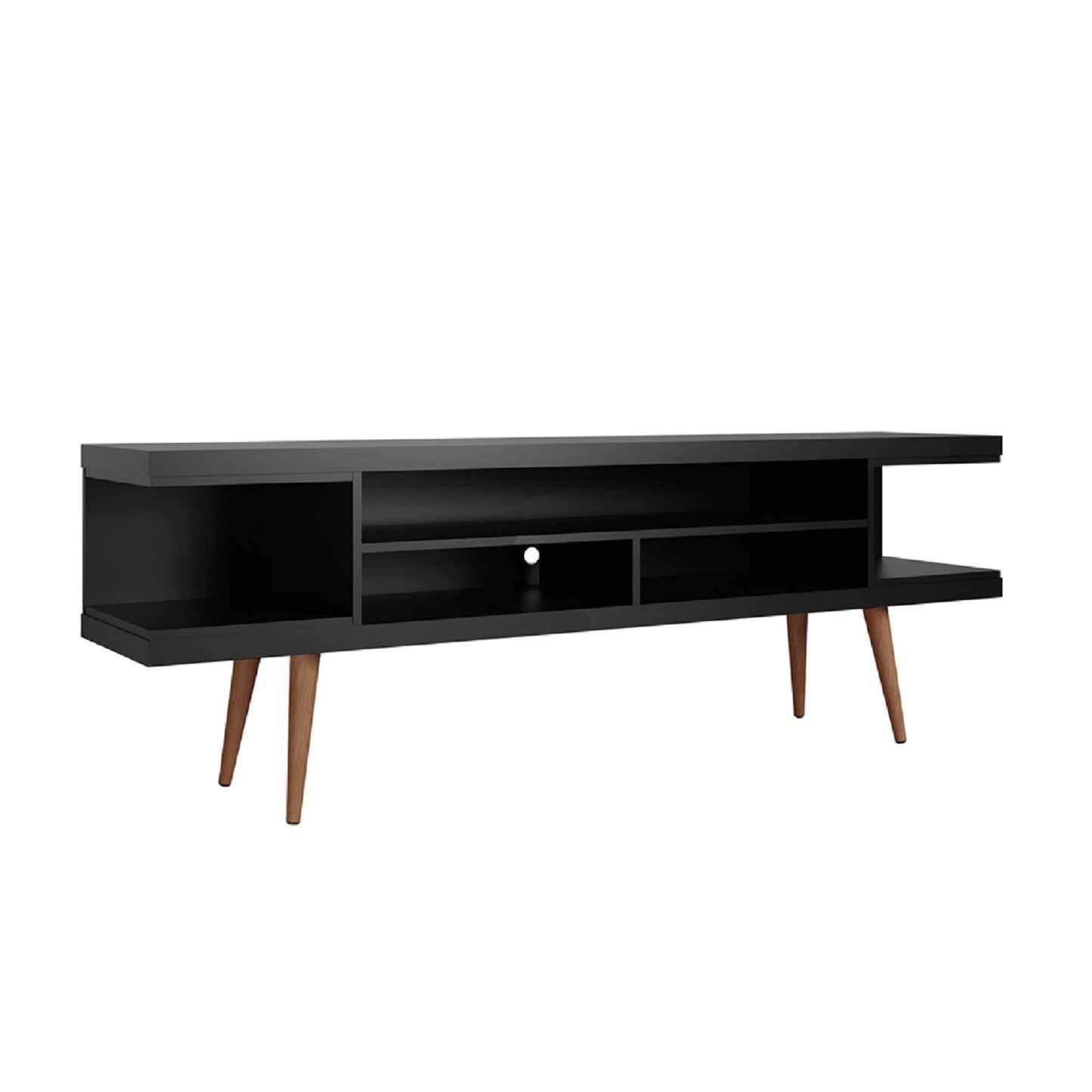 Eureka Modern 70.47" TV Stand with 4 Shelves - Black/Maple Cream