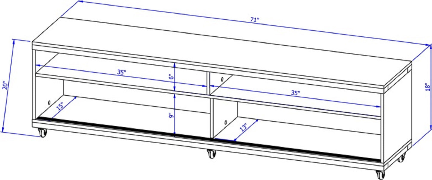 Eureka Modern 70.47" TV Stand with 4 Shelves - White