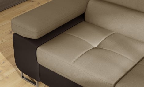 Anton Two-Tone Storage Sleeper Sectional Sofa - Beige/Dark Brown