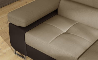 Anton Two-Tone Storage Sleeper Sectional Sofa - Beige/Dark Brown