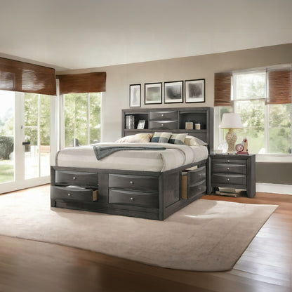 ReForm Creative Home Neend Multi Drawer Storage Platform Bed - Grey Oak Free Delivery USA & Canada