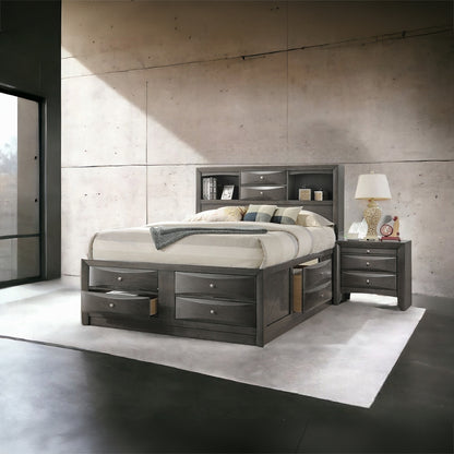 ReForm Creative Home Neend Multi Drawer Storage Platform Bed - Grey Oak Free Delivery USA & Canada