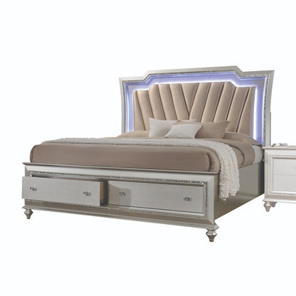 ReForm Creative Home Muskan Platform Storage Bed w/Led Lighting - Champagne Free Delivery USA & 