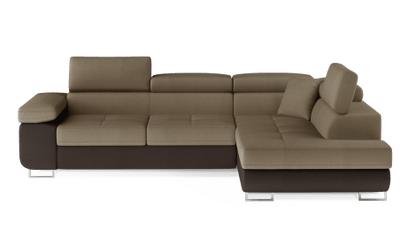 Anton Two-Tone Storage Sleeper Sectional Sofa - Beige/Dark Brown