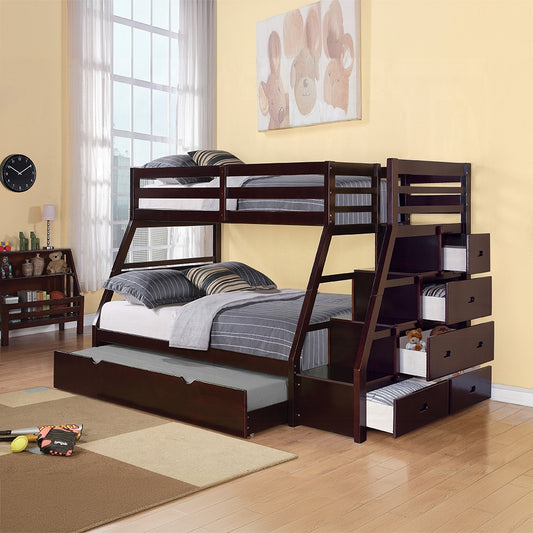 Mojo Twin/Full Bunk Loft Bed W/Trundle & Storage - Expresso