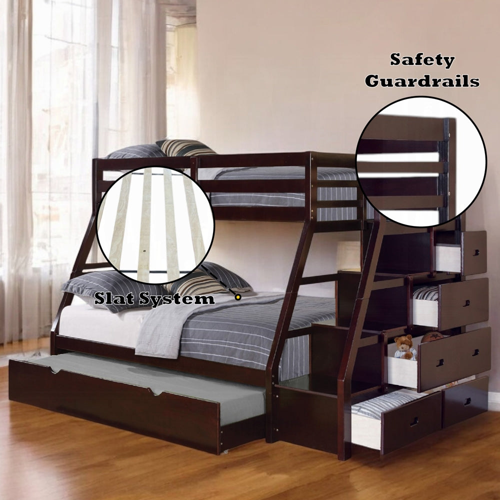 ReForm Creative Home Mojo Twin/Full Bunk Loft Bed W/Trundle & Storage - Espresso Free Delivery USA & Canada