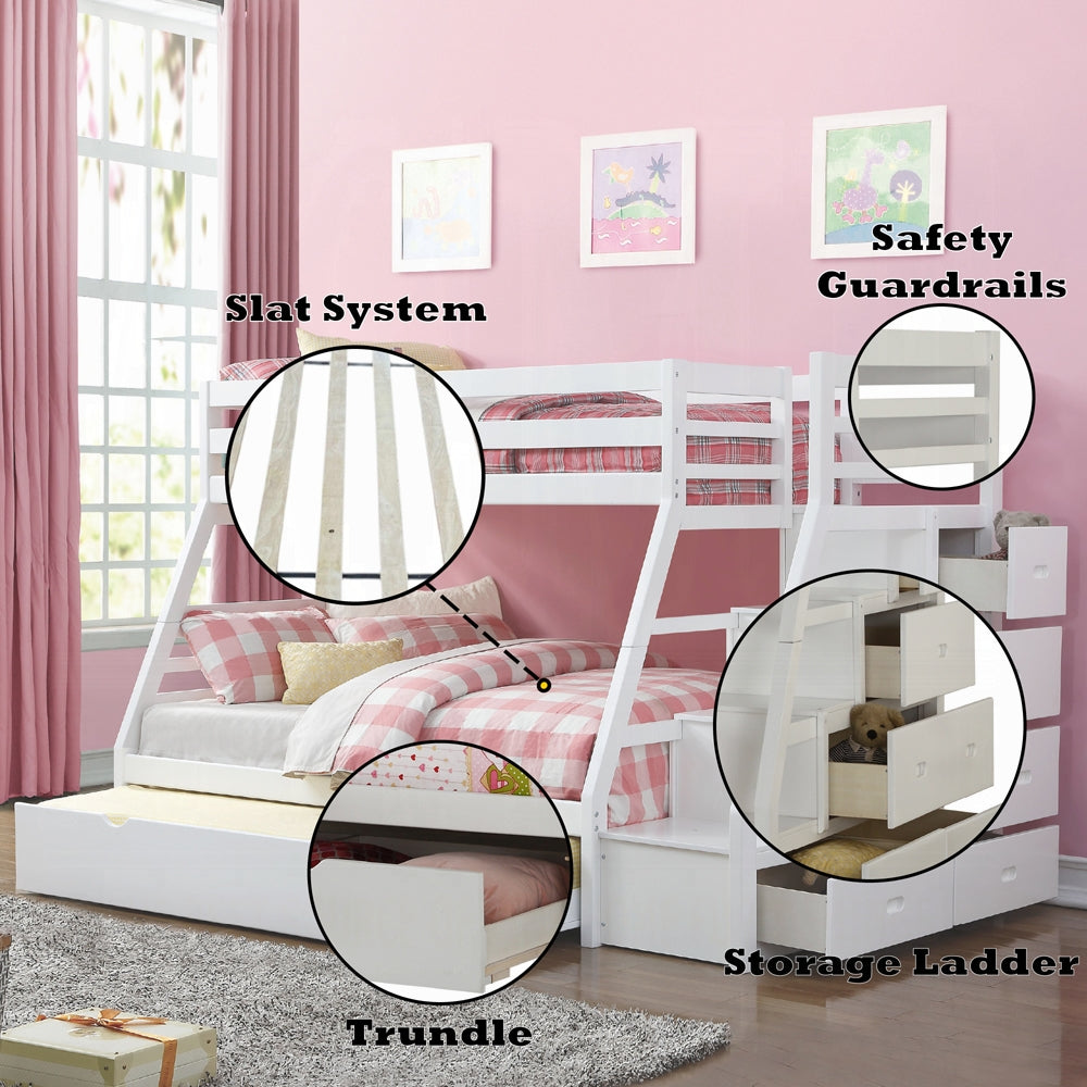 ReForm Creative Home Mojo Twin/Full Bunk Loft Bed W/Trundle & Storage - White Free Delivery USA & Canada