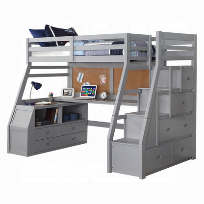 ReForm Creative Home Mojo Twin/Full Bunk Loft Bed W/Workstation & Storage - Grey Free Delivery USA & Canada