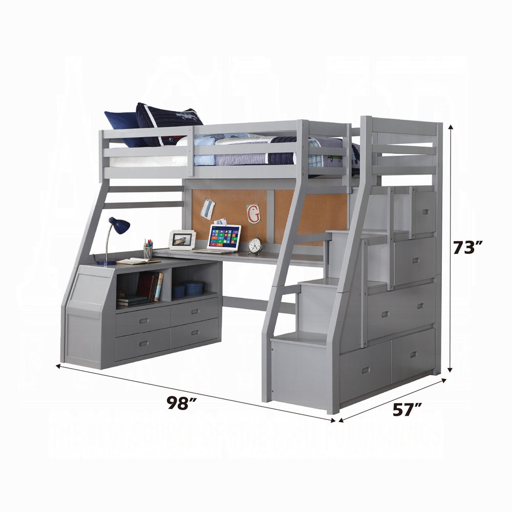 ReForm Creative Home Mojo Twin/Full Bunk Loft Bed W/Workstation & Storage - Grey Free Delivery USA & Canada