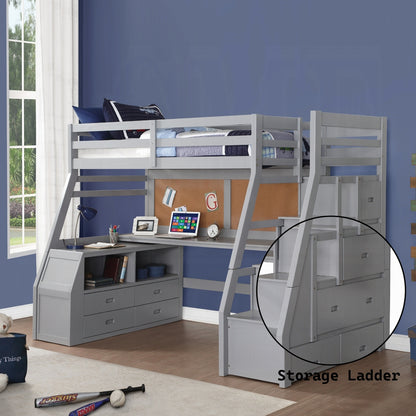 ReForm Creative Home Mojo Twin/Full Bunk Loft Bed W/Workstation & Storage - Grey Free Delivery USA & Canada