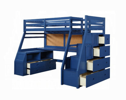 ReForm Creative Home Mojo Twin/Full Bunk Loft Bed W/Workstation & Storage - Navy Blue Free Delivery USA & Canada