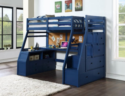 ReForm Creative Home Mojo Twin/Full Bunk Loft Bed W/Workstation & Storage - Navy Blue Free Delivery USA & Canada