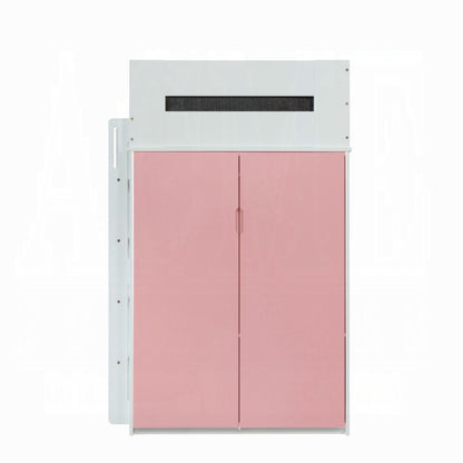 ReForm Creative Home Lilo Twin Bunk/Loft Bed W/Workstation & Wardrobe - White/Pink Free Delivery USA & Canada
