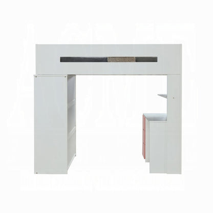 ReForm Creative Home Lilo Twin Bunk/Loft Bed W/Workstation & Wardrobe - White/Pink Free Delivery USA & Canada