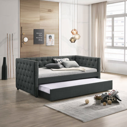 ReForm Creative Home Joy Tufted Daybed w/Trundle - Grey Free Delivery USA & Canada