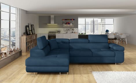 ReForm Creative Home Anton Storage Sleeper Sectional Sofa - Navy Blue-Free Delivery-USA & CANADA
