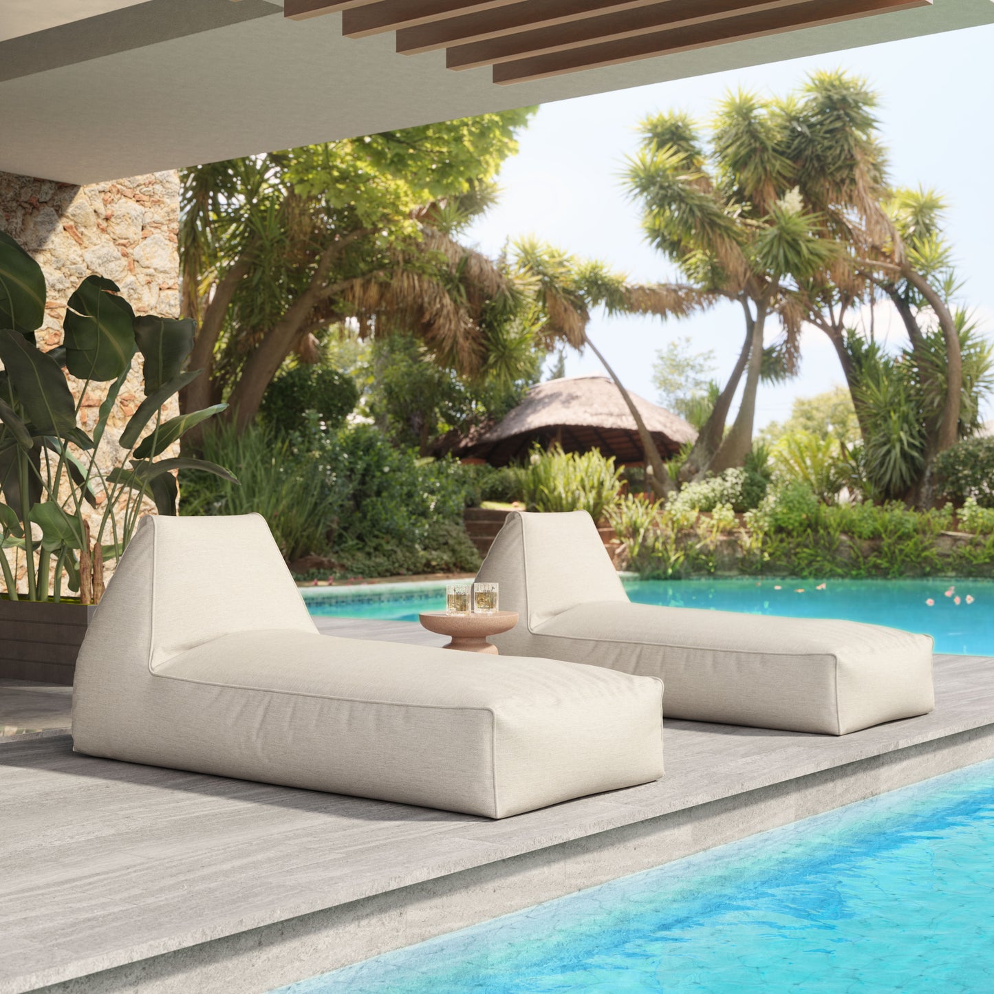 ReForm Creative Home Veranda Indoor/Outdoor Chaise Lounger - Beige. Free Delivery-USA & CANADA