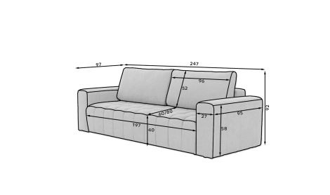 Lazaro Condo Style 3 Seater Storage Sleeper Sofa - Multiple Colors