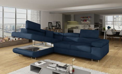 ReForm Creative Home Anton Storage Sleeper Sectional Sofa - Navy Blue-Free Delivery-USA & CANADA