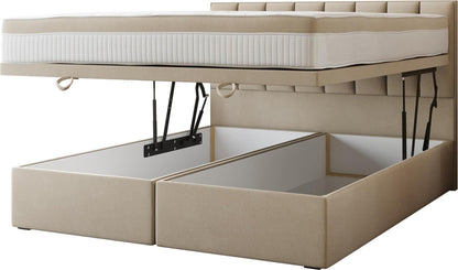 ReForm Creative Home Bond Upholstered Lift Storage Platform Bed - Beige Free Delivery USA & Canada