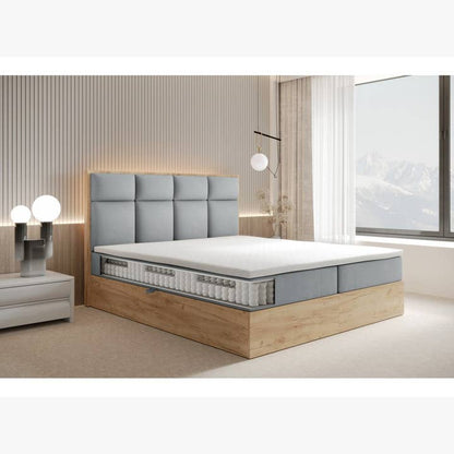 ReForm Creative Home Selva Upholstered Lift Storage Platform Bed - Grey Free Delivery USA & Canada